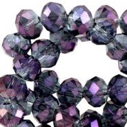 Faceted glass beads 8x6 mm rondelle Montana - violet diamond coating